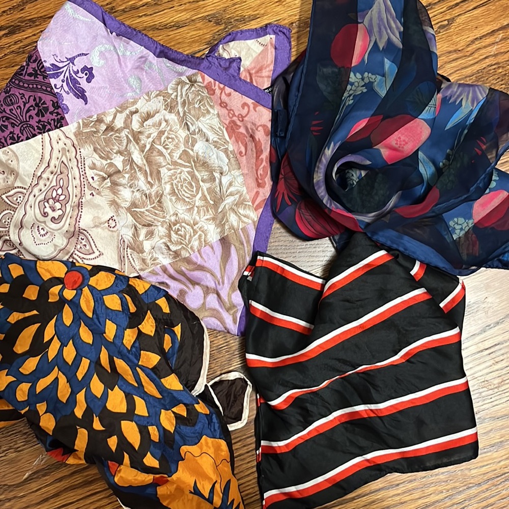 Lot of 4 Silk Satin Scarves